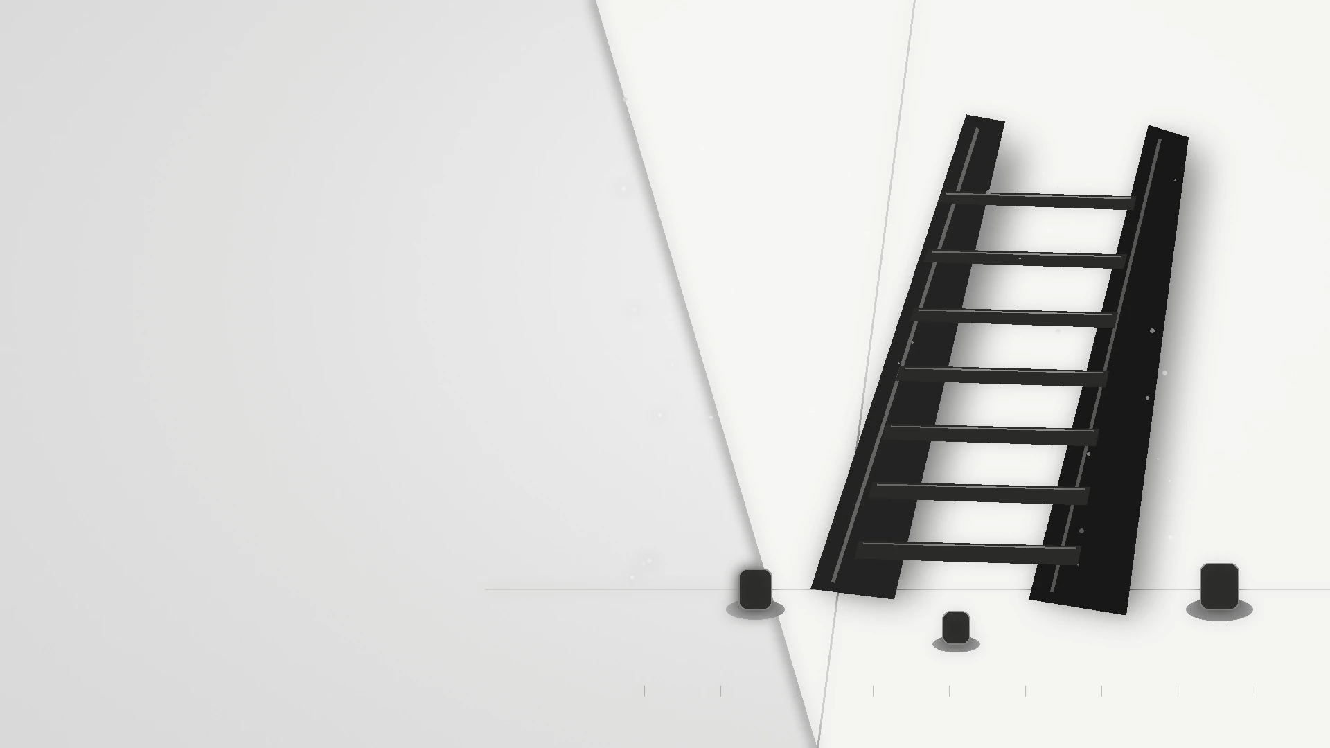 黑白极简空间中的木梯与桌游棋子原创画面